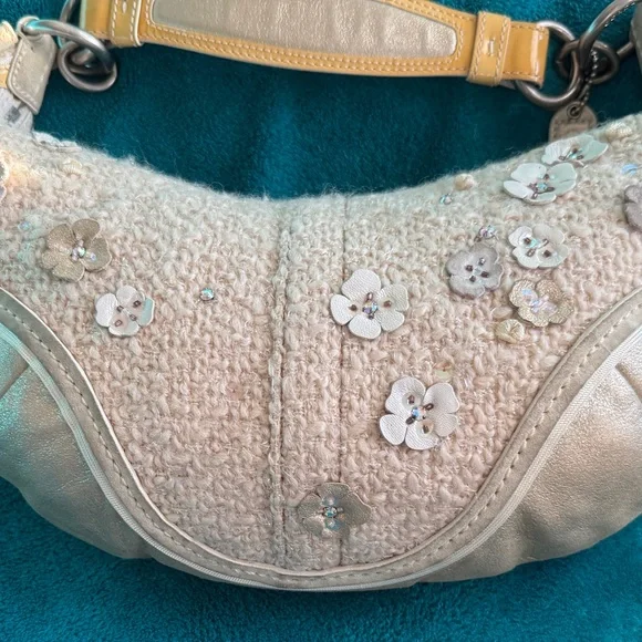 Coach Chelsea Tea Rose RARE Leather Tweed SoHo Bag - Picture 7 of 16